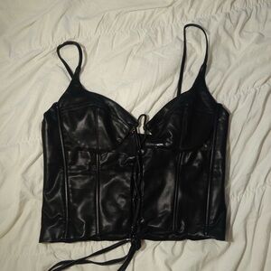 Fashion Nova Faux Leather Lace-Up Corset Top